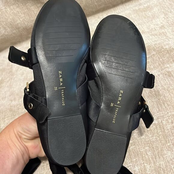 Zara Trafaluc Gothic Ballerina Flats with Ankle Straps - Picture 5 of 10